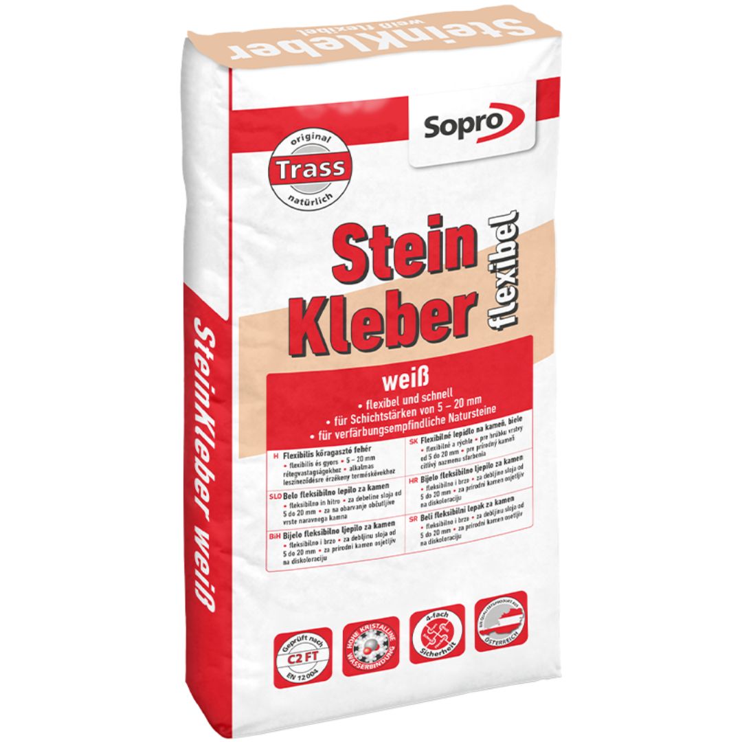 Sopro Steinkleber Weiss Fehér, Flexibilis, Trasszos Kőragasztó 25 kg
