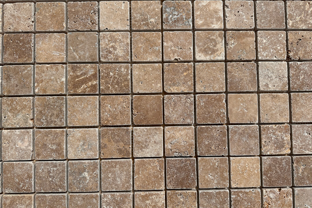 Mokka Travertin Mészkő Antikolt 4,8x4,8x1 cm Kőmozaik