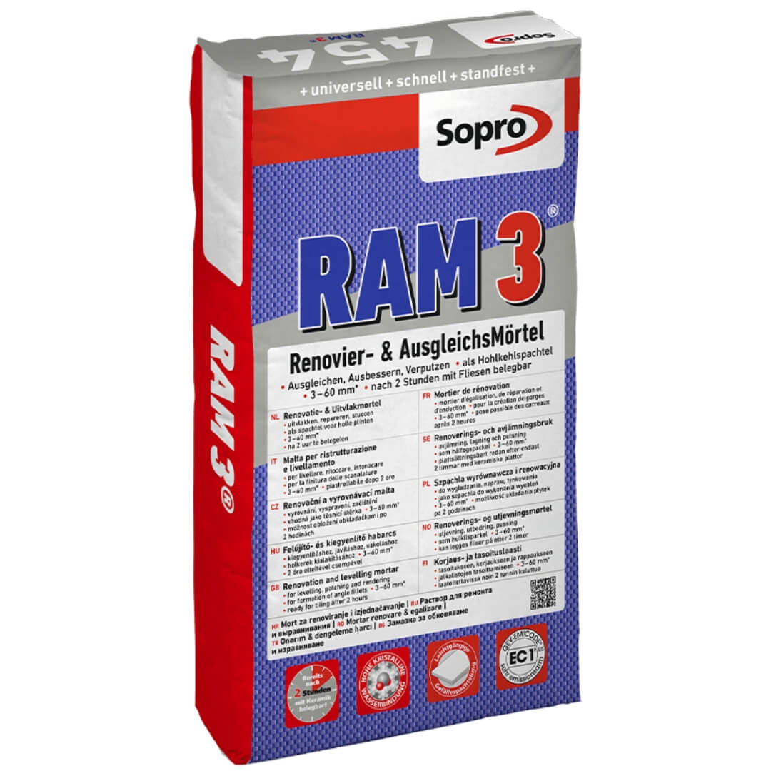 Sopro RAM 3 Fal- és Aljzatkiegyenlítő (3-60 mm) 25 kg